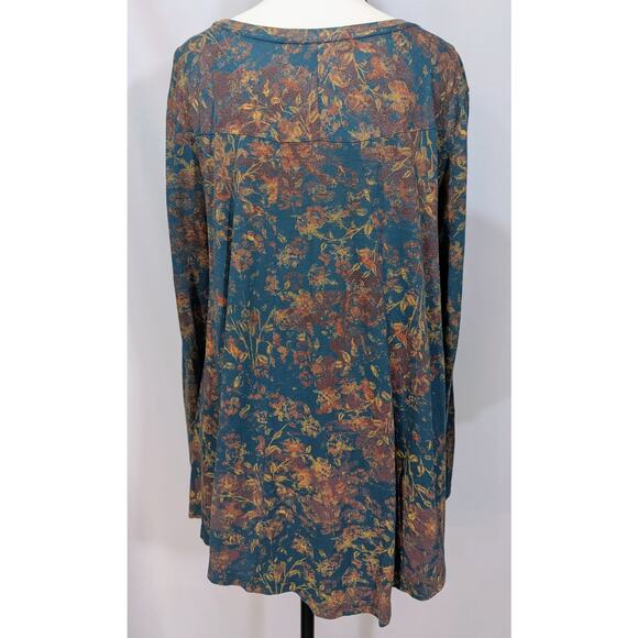 Peruvian Connection Floral Print Pima Cotton Modal Long Sleeve Tunic Top XS/S - Picture 5 of 8